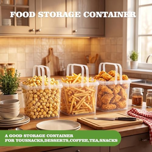 METAPACK 5 Pack 1.3 Gallon Clear Square Food Storage Buckets with Lids and Do...