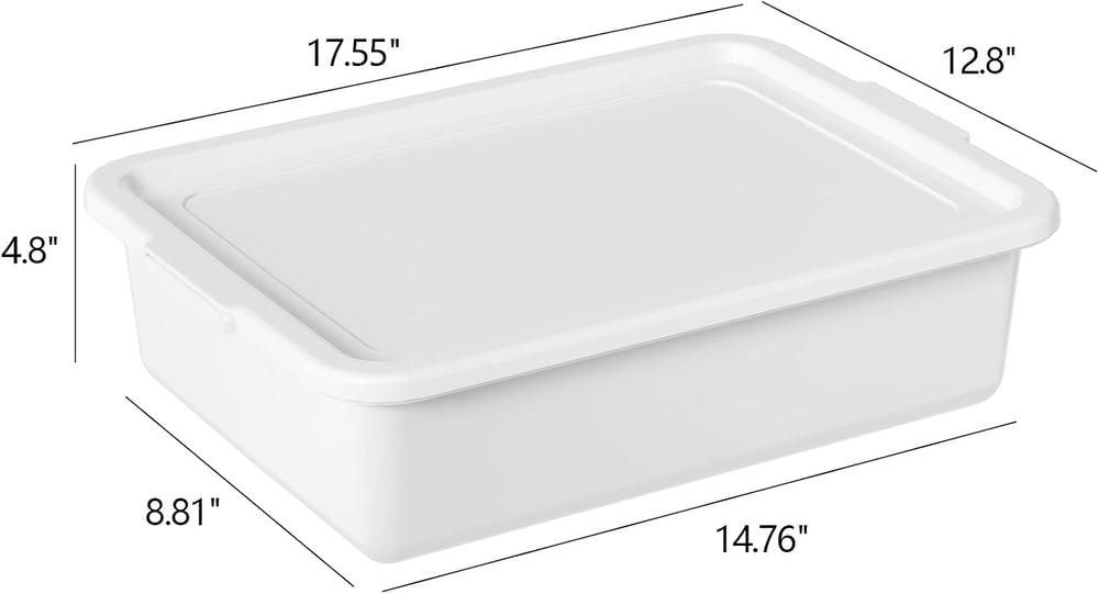 Hespama 3 Pack Commercial Bus Tub with Lid, 13 L Plastic Wash Basin, White