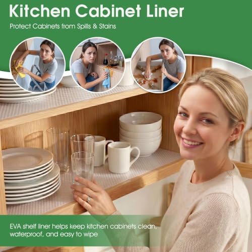 PABUSIOR Clear Shelf Liners for Cabinets: 15" Wide Non-Adhesive Waterproof