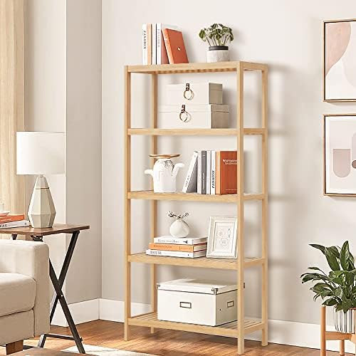 5-Tier Bamboo Freestanding Multi-use Shelf Unit Bookshelf Bookcase