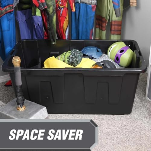 40 Gallon Tote 2 Pack, Heavy Duty Stackable Plastic Storage Bins with Lids, B...