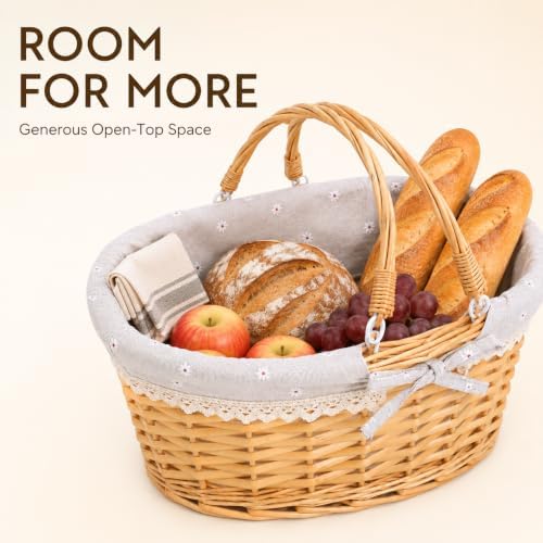 Large Wicker Basket with Handles,Bread Baskets for Serving Sourdough Proofing...