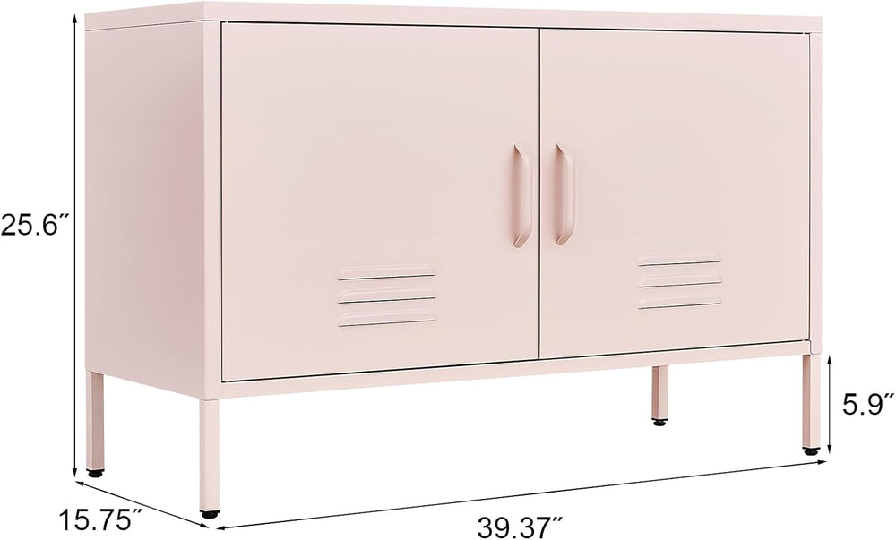 IRONFFICE Metal Cabinets,2 Door Cabinet with Adjustable Shelf,Pink Storage Ca...