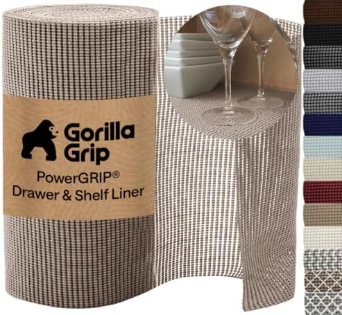 GORILLA GRIP powerGRIP Drawer Shelf and Cabinet Liner, 20"x20', Beige