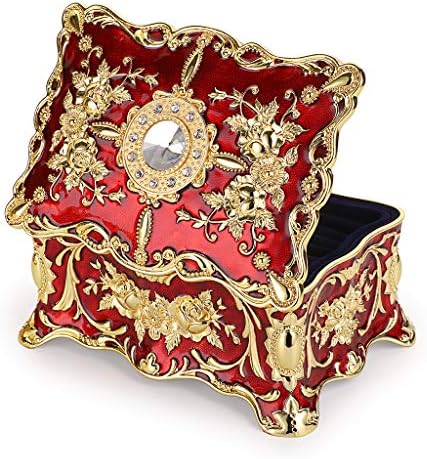 Hipiwe 2 Layer Vintage Jewelry Box Large Metal Treasure Chest Csase
