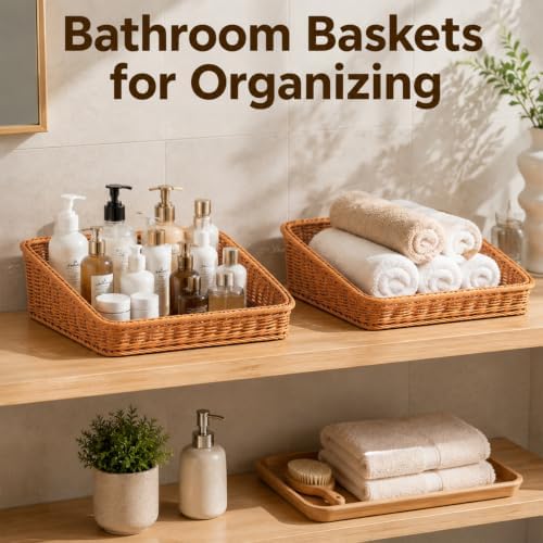 2pcs Trapezoid Shelf Baskets for Storage Space Stackable Organizers Baskets