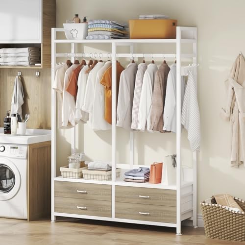 Tribesigns Freestanding Closet Organizer, Garment Rack with 4 Drawers