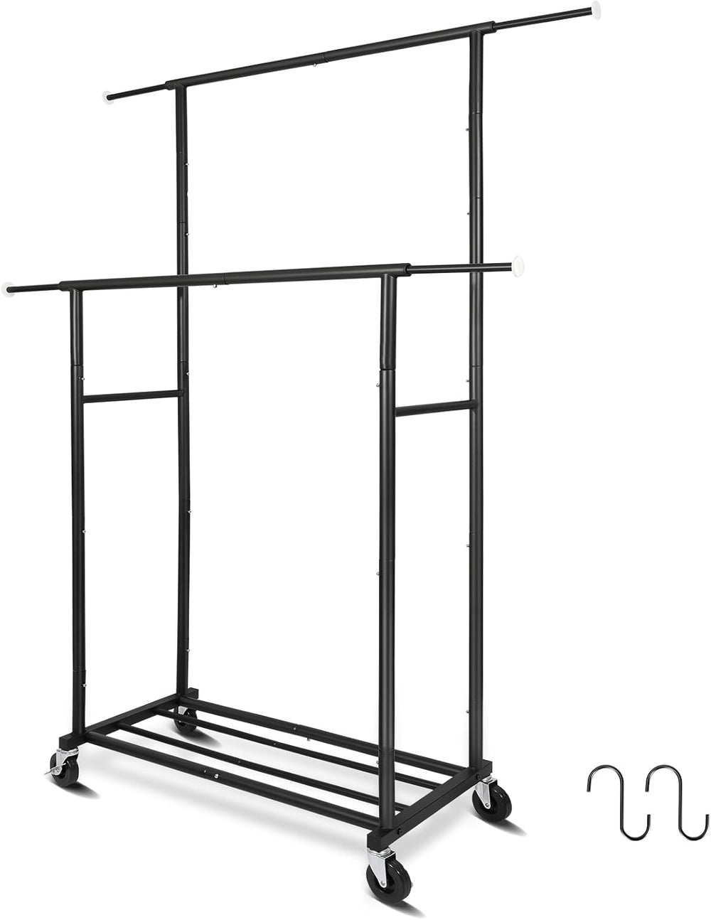 Fishat 48"W x 15"D x 67"H Portable Black Double Rods Garment C...