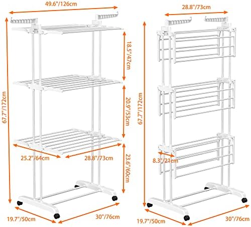 HOMIDEC Clothes Drying Rack, 4-Tier(67.7" H) Foldable Drying Rack Clothing