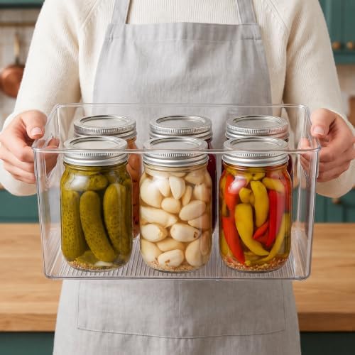 Hudgan 8 Clear Plastic Storage Bins for Pantry Organizer, Kitchen Cabinet