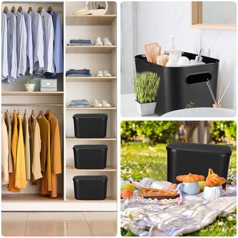 Hoolerry 8 Pieces Storage Bins, 9.8 x 7.1 x 6.3 Inch, Black