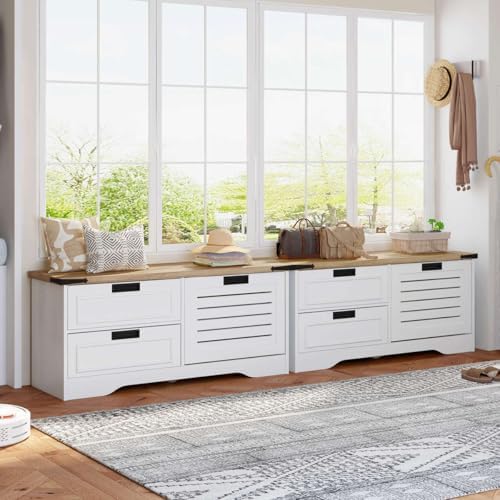 FATORRI Shoe Storage Bench, Entryway Bench with Flip Drawer, Wooden Entry Way...