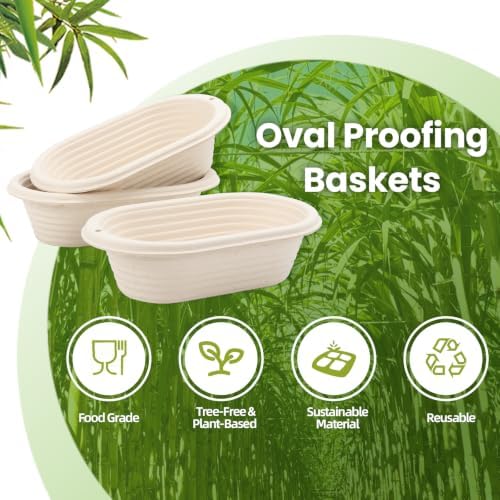 10" Oval Pulp Bread Proofing Basket 6-Pack + 30 Liners Sourdough Banneton