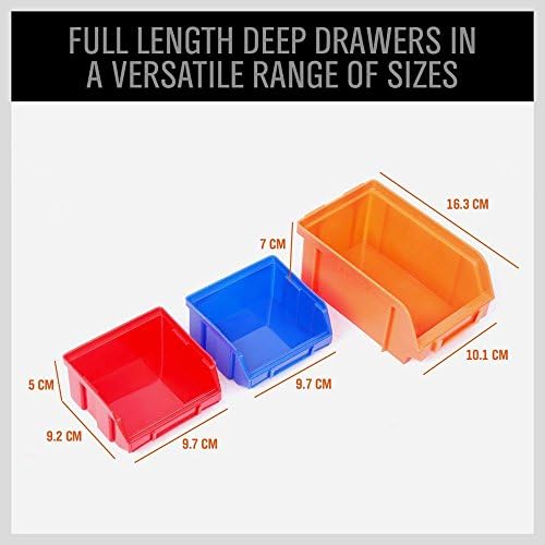 HORUSDY Wall Mounted Storage Bins Parts Rack 30PC Organizer Garage Plastic Sh...