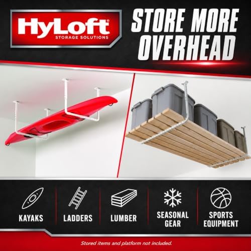 HyLoft 33 in. x 34 in. Adjustable Garage Ceiling Mount Storage Rack Kit, Gara...