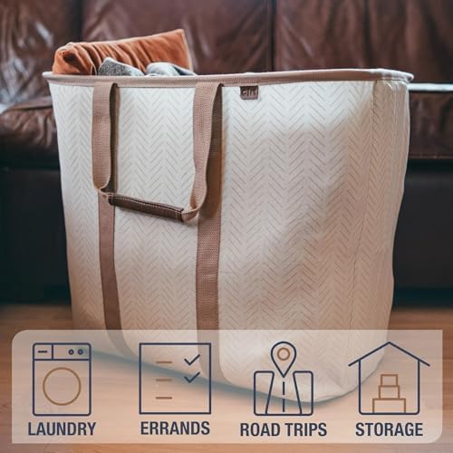 Collapsible Laundry Caddy LUXE (300D) - Navy Noir/Cream (2PK)