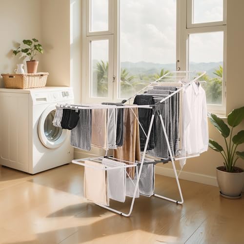 VEVOR Clothes Drying Rack, 2-Tier Foldable Laundry Dryer Rack with Sock Clips...