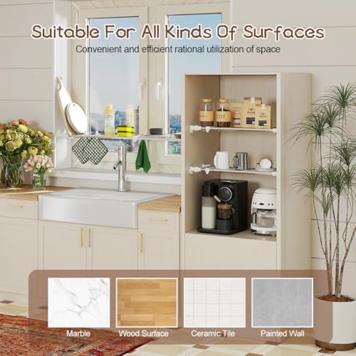 Hershii Expandable Tension Shelf Rod, Closet Tension Shelf Rod for Cabinet
