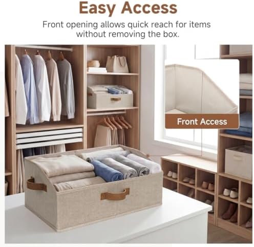 StorageWorks Closet Organizer Bins Trapezoid, Brown&Beige, Large, 3-Pack