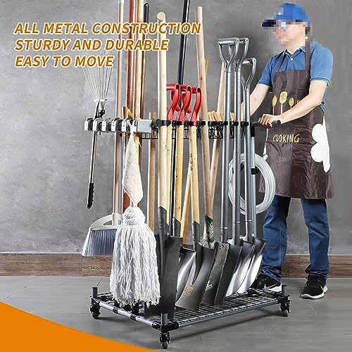 Heavy duty garden tool organizer garage storage holder storage large long far...