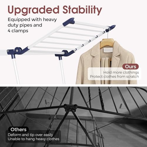 APEXCHASER Clothes Drying Rack, Large Capacity Drying Rack, 69" L, White