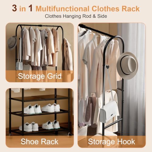 Clothes Rack with Shoe Shelf, Expandable Garment Rack 17.7"-29.1", ...