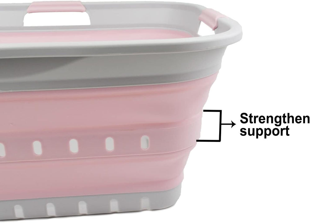 SAMMART 42L (11 gallon) Collapsible Plastic Laundry Basket - Foldable Pop Up ...