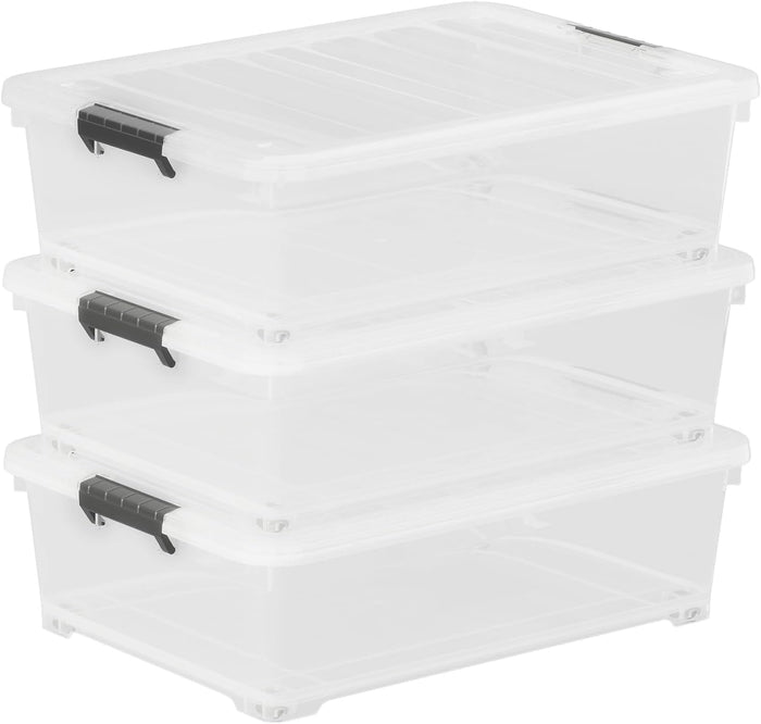 4-Pack Wheeled Underbed Storage Bin with Lid, 30L