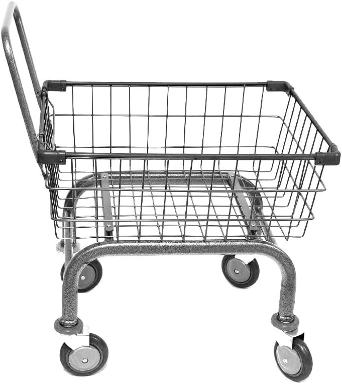 Heavy Duty Uhandle Laundry Cart with 5" Wheel (Charcoal Grey) Ruber Grip.