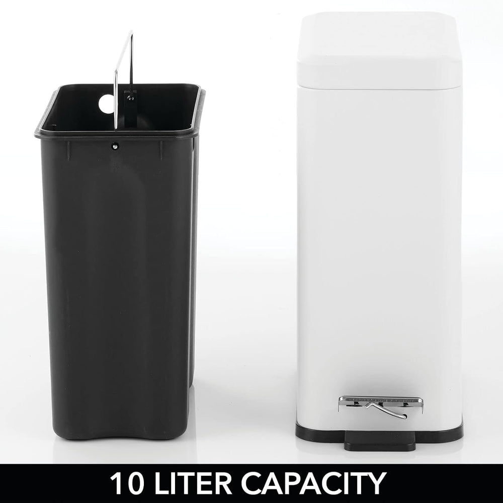 mDesign Pedal Bin — Waste Bin with Pedal, Lid and Plastic Bucket Insert for B...