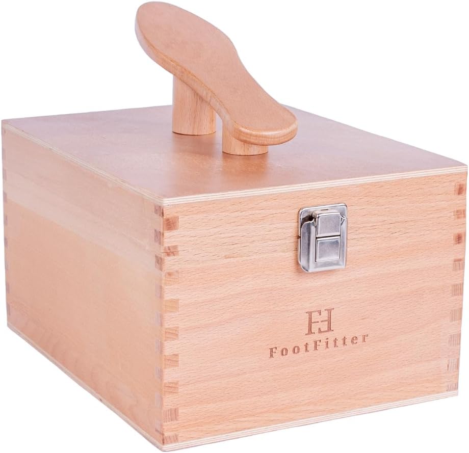 FootFitter Beech Wood Valet Box, Premium Shoe Shine Storage Organizer