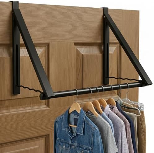 HOLDN’ STORAGE Over The Door Hanger Rack Foldable, Black