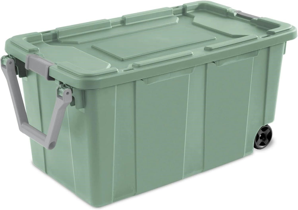 Storage Bin 40 Gallon 160 Qt Wheeled Industrial Tote Plastic Rolling Stacker ...