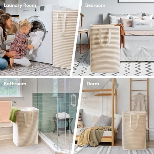 Lifewit 80L Large Laundry Baskets, Laundry Hampers Bags, 3 Pack, Beige