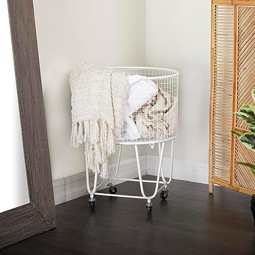Deco 79 Metal Round Storage Cart with Wheels, 18" x 18" x 24",...