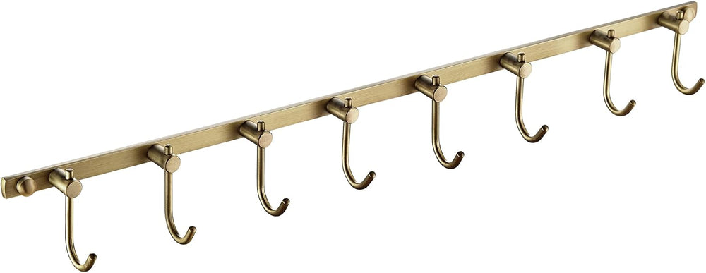 WINCASE Antique Brass Hooks, 8 Hook Coat Rack, Bath Wall Mounted Vintage Brus...