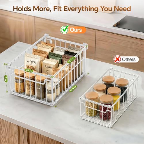 Freezer Organizer Bins, 3 Pack Enlarged Baskets for 5-9 Cu.FT Deep Freezer