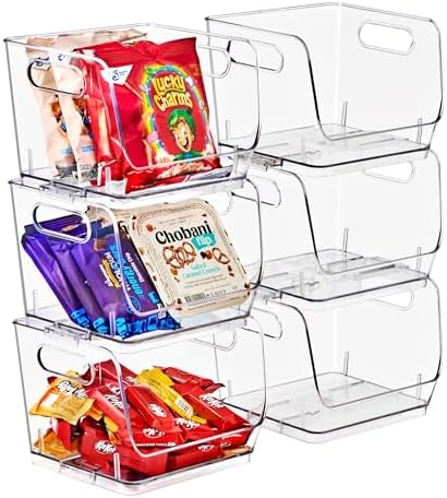 Sorbus Clear Pantry Organizer with Stackable Storage Bins, Open Front