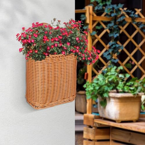 Zerodeko Handmade Wicker Hanging Basket 9.64X6.10X8.66 Inch Natural Wall Stor...