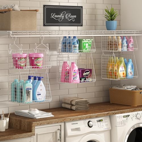 Sonyabecca 5-Tier Hanging Laundry Basket Organizer: Foldable Wire Shelf Baske...