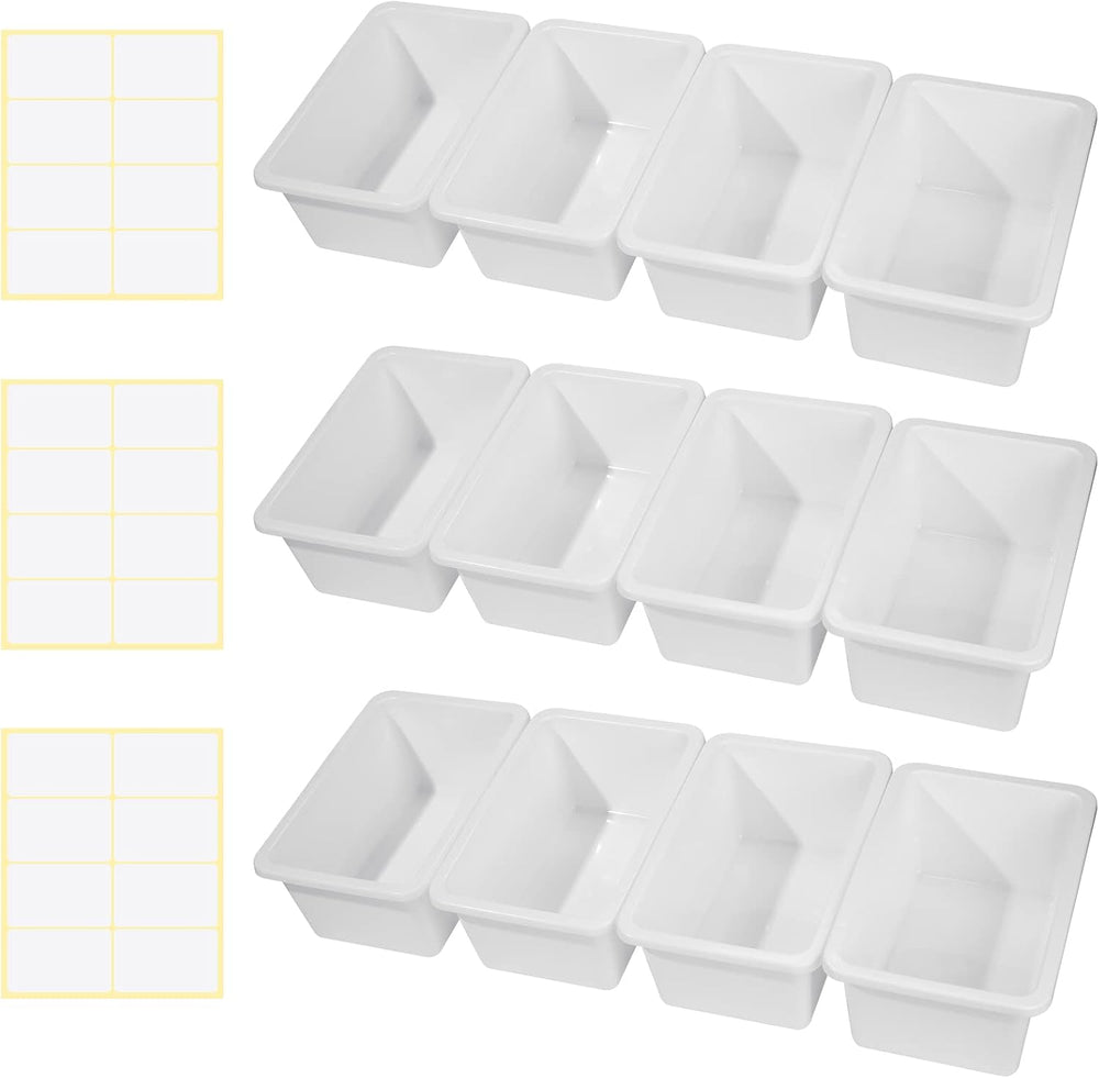 Zonon 12 Pcs Plastic Cubby Storage Bins, White, 11.61 x 7.68 x 4.92