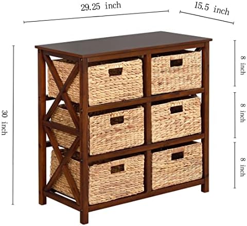 eHemco 3 Tier X-Side End Storage Cabinet, Walnut