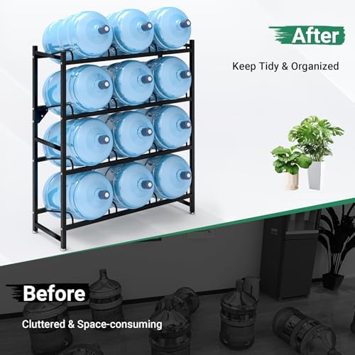 12-Tray 5 Gallon Water Jug Holder，4-Tier Water Jug Rack