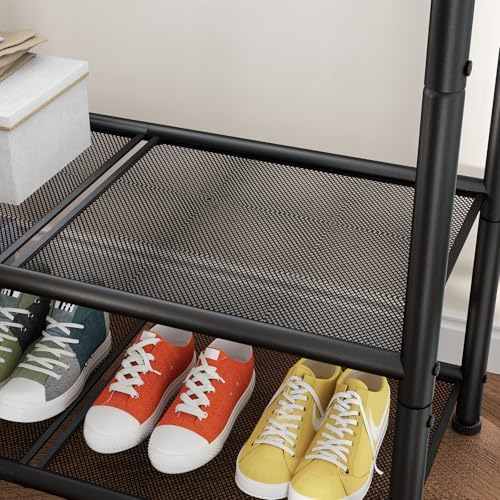 SINGAYE Wardrobe Standing Closet Clothing Rack With Shelf Hanging Clothes