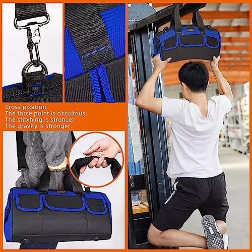 FASTECH 20 Inch Heavy Duty Tool Bag with Wide Mouth for Tool Storage,Carrier ...