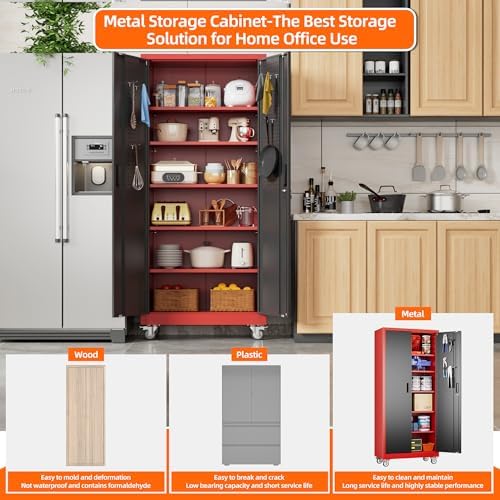 SUXXAN Wide & Deep 71"x34"Wx18 D Metal Garage Storage Cabinet R...