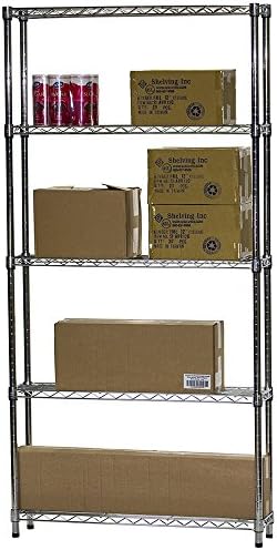 Shelving Inc. 8" d x 36" w x 64" h Chrome Wire Shelving with 5...
