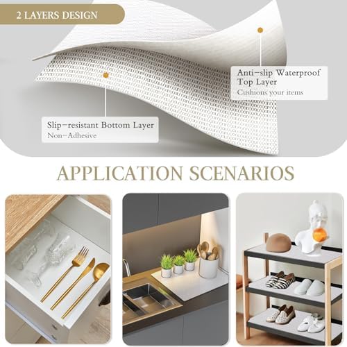 Beautysaid Shelf and Drawer Liner for Kitchen Cabinet Non Adhesive Non Slip