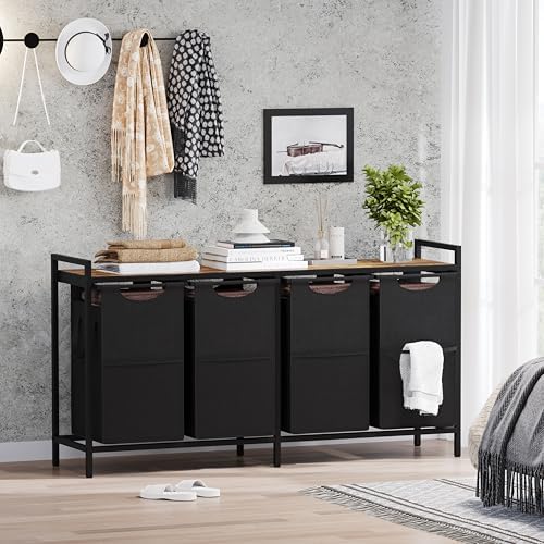 Heybly Laundry Hampers, 4 × 15Gal (228 L) Laundry Basket with Large Desktop S...