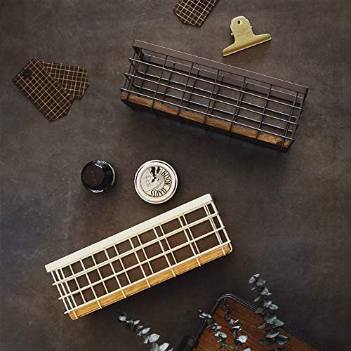 TIEYIPIN Small Metal Wire Storage Basket, Detachable Wood Base Storage Organi...